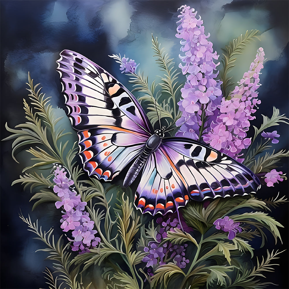 Lavender Butterflies 30*30CM(Canvas) Full Round Drill Diamond Painting