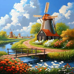 Windmill In The Woods 40*40CM(Canvas) Full Round Drill Diamond Painting