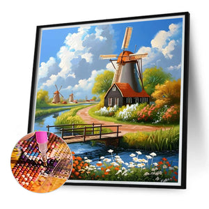 Windmill In The Woods 40*40CM(Canvas) Full Round Drill Diamond Painting