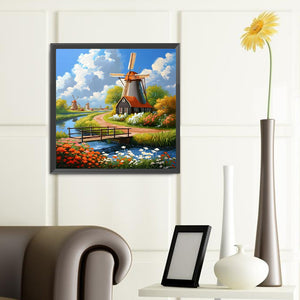 Windmill In The Woods 40*40CM(Canvas) Full Round Drill Diamond Painting