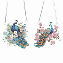 Load image into Gallery viewer, 2pcs Peacock Theme 2D Flat DIY Diamond Art Pendant Wall Decor for Home &amp; Windows
