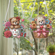 Load image into Gallery viewer, 2pcs Flower Basket Bear 2D Flat DIY Diamond Art Pendant Wall Decor for Home
