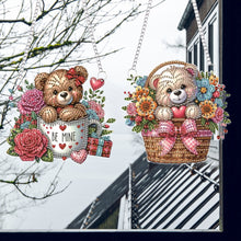 Load image into Gallery viewer, 2pcs Flower Basket Bear 2D Flat DIY Diamond Art Pendant Wall Decor for Home
