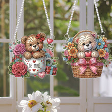Load image into Gallery viewer, 2pcs Flower Basket Bear 2D Flat DIY Diamond Art Pendant Wall Decor for Home

