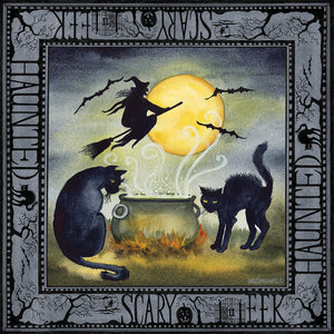 Halloween Skeleton Witch Cat 40*40CM(Canvas) Full Round Drill Diamond Painting