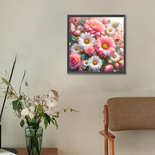 Load image into Gallery viewer, Pink Daisy Bouquet 30*30CM(Canvas) Full Round Drill Diamond Painting
