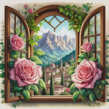 Load image into Gallery viewer, Yishu - Window And Flowers - 50*50CM 11CT 3 Stamped Cross Stitch
