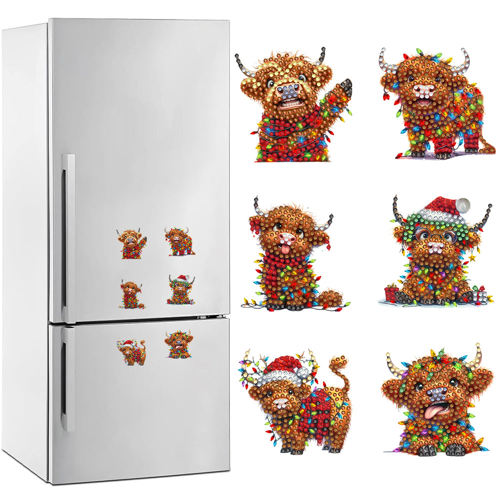 6pcs DIY Yak Diamond Art Fridge Magnet Kit Diamond Painting Magnets Home Decor