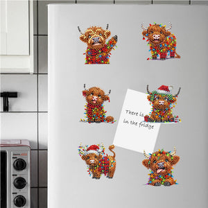6pcs DIY Yak Diamond Art Fridge Magnet Kit Diamond Painting Magnets Home Decor