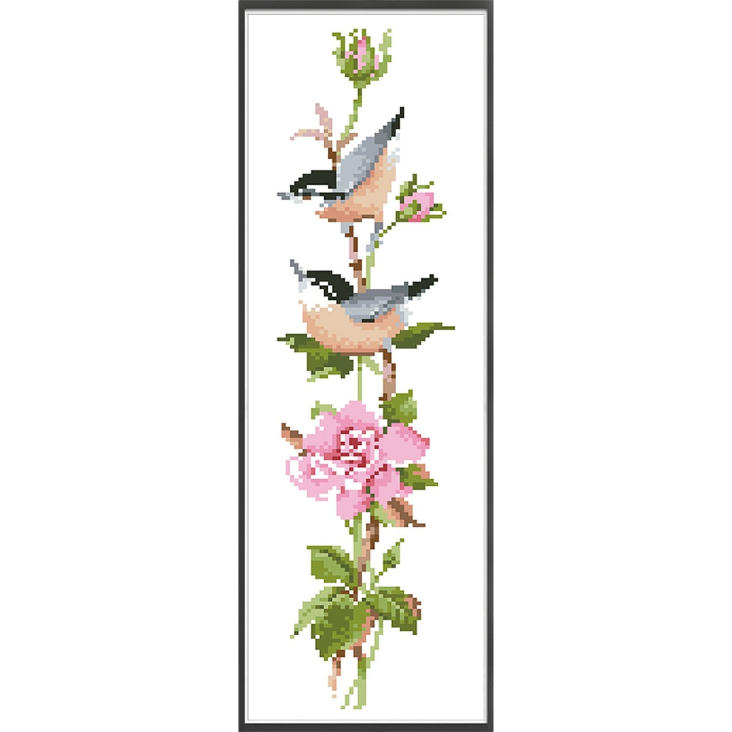 Four Seasons Flowers & Birds - Partial  9CT Stamped Cross Stitch - Bead Embroidery 16x53CM/6.30x20.87in