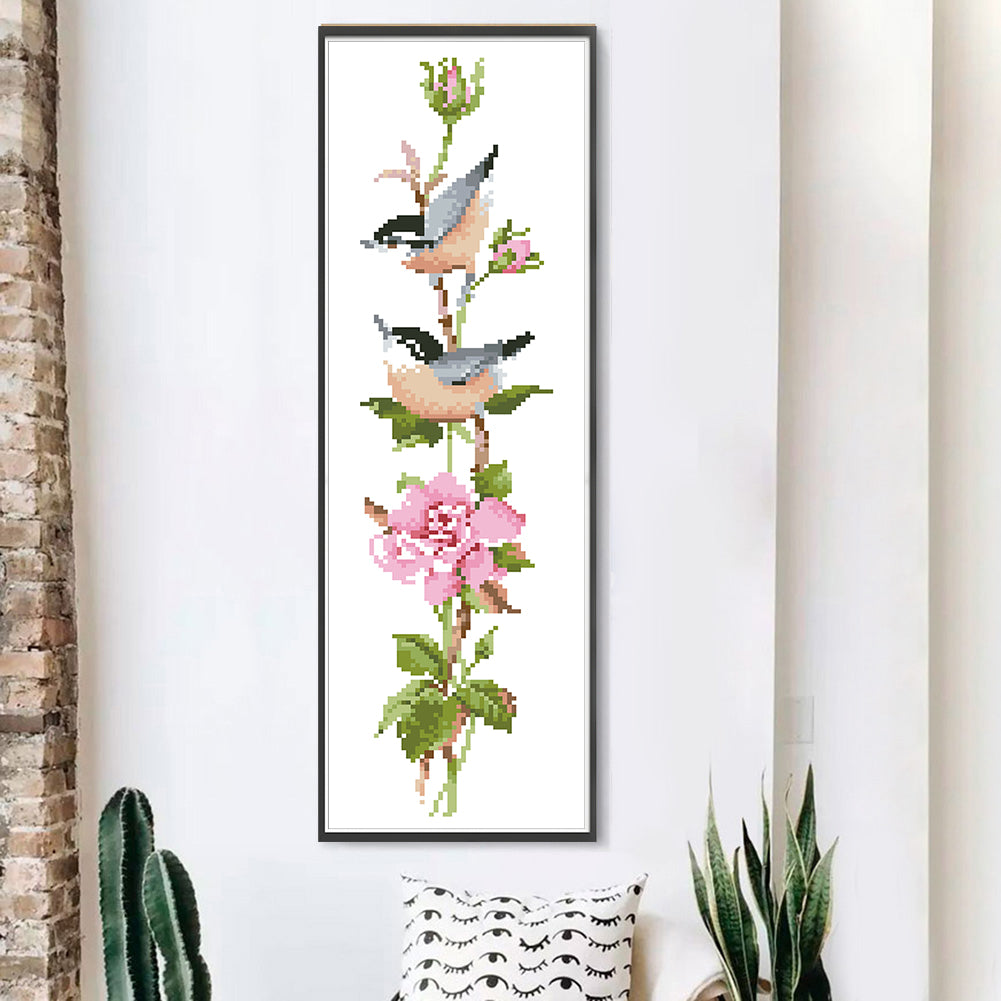 Four Seasons Flowers & Birds - Partial  9CT Stamped Cross Stitch - Bead Embroidery 16x53CM/6.30x20.87in