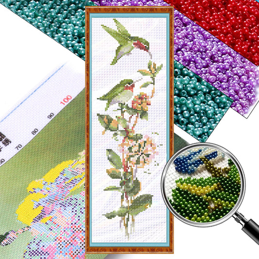 Four Seasons Flowers & Birds - Partial  9CT Stamped Cross Stitch - Bead Embroidery 16x53CM/6.30x20.87in