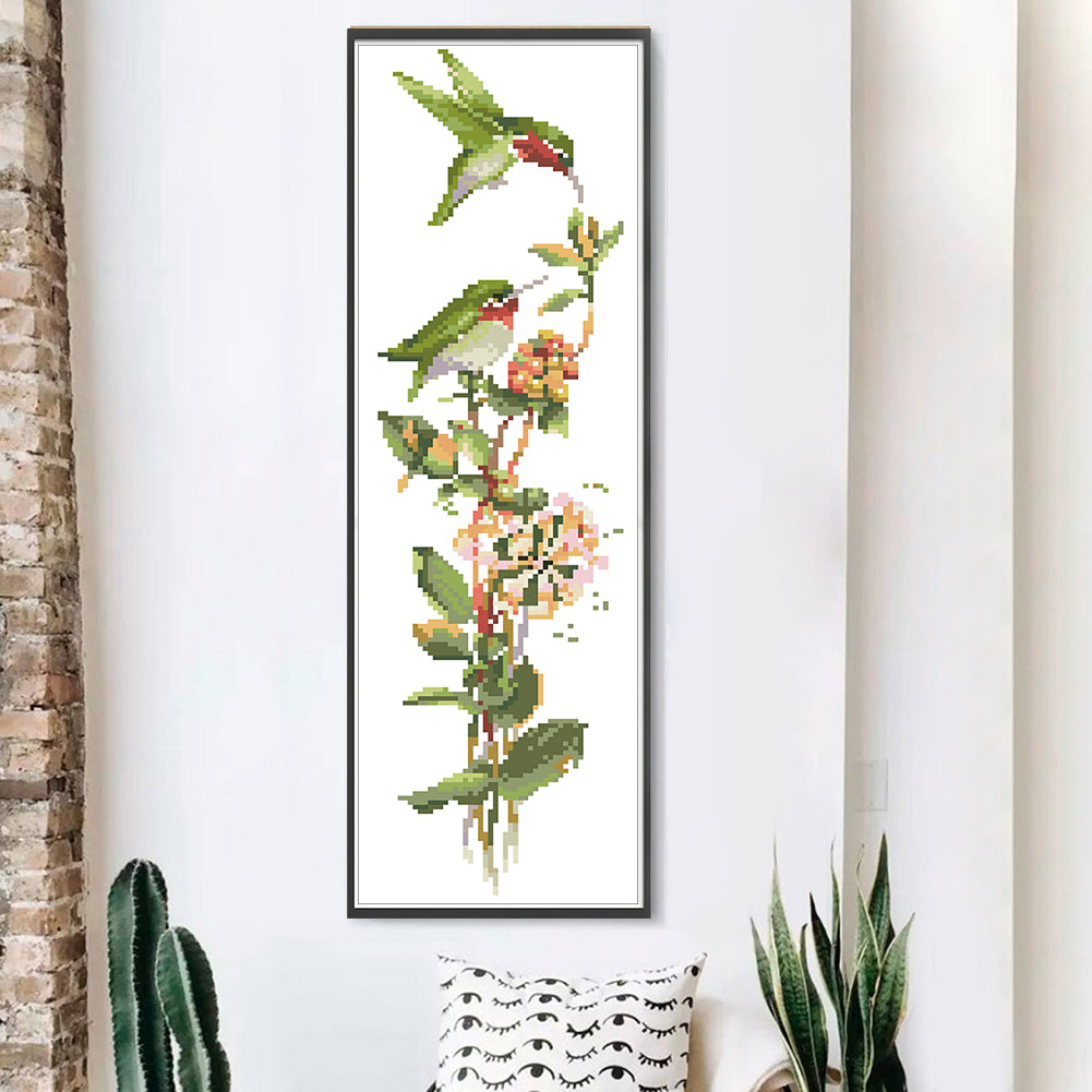 Four Seasons Flowers & Birds - Partial  9CT Stamped Cross Stitch - Bead Embroidery 16x53CM/6.30x20.87in