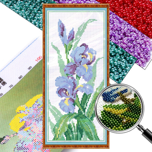 Sweet Small Flowers - Partial  9CT Stamped Cross Stitch - Bead Embroidery 17x42CM/6.69x16.54in