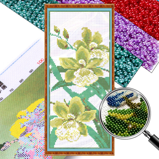 Sweet Small Flowers - Partial  9CT Stamped Cross Stitch - Bead Embroidery 17x42CM/6.69x16.54in