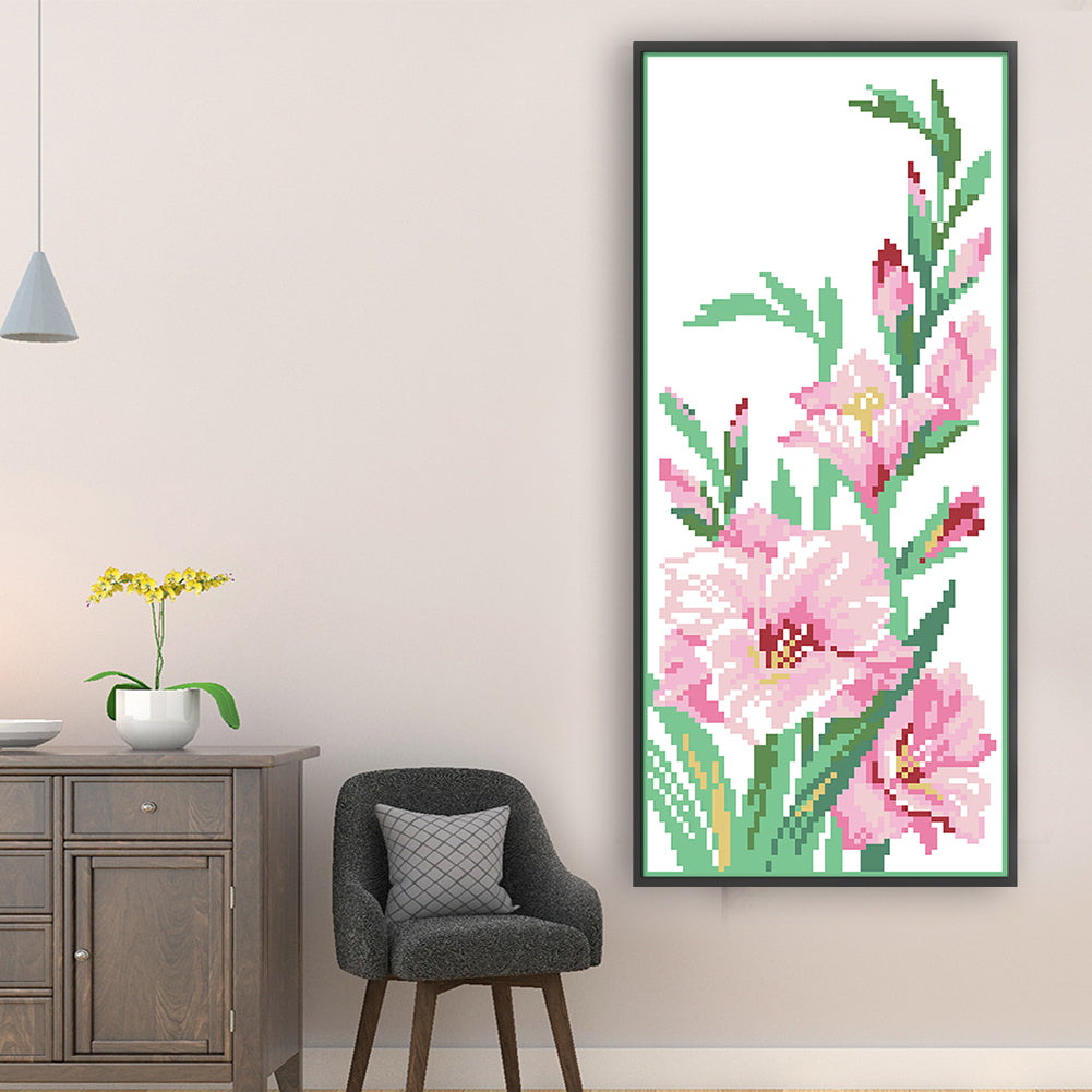 Sweet Small Flowers - Partial  9CT Stamped Cross Stitch - Bead Embroidery 17x42CM/6.69x16.54in