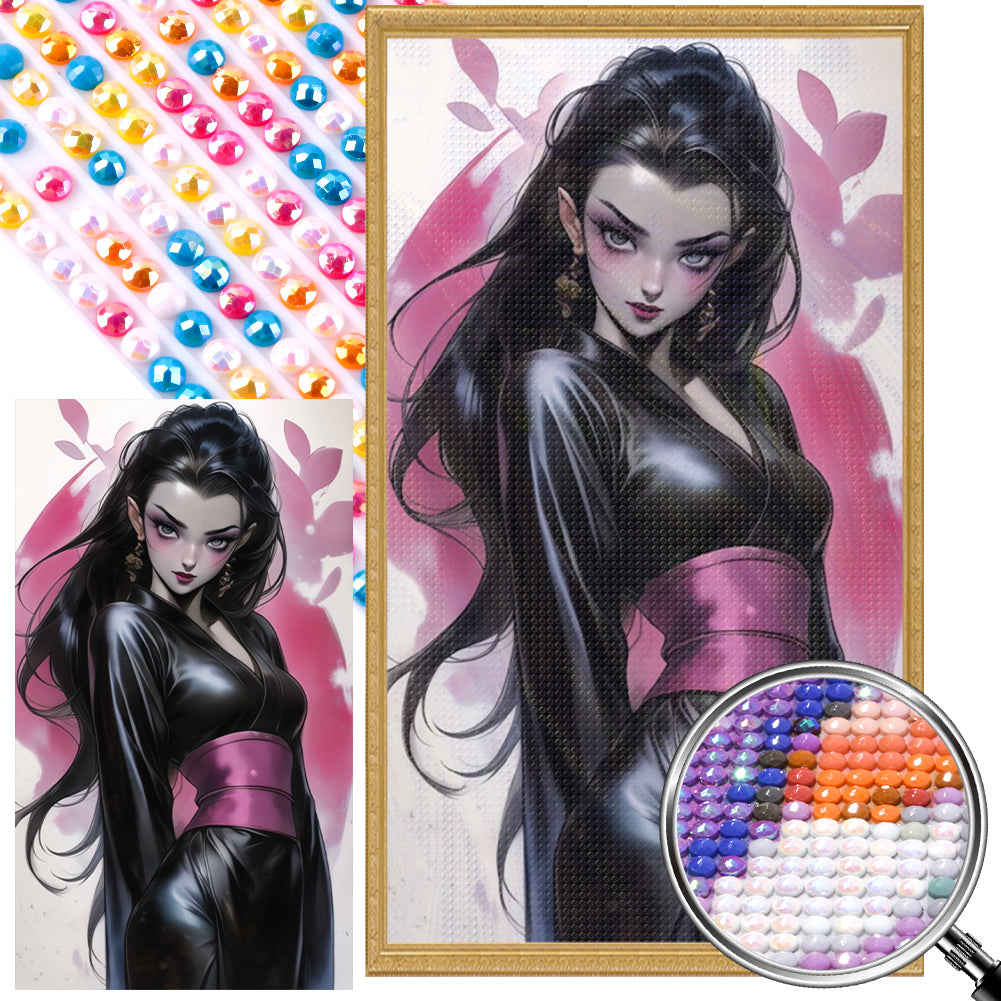 Black-Haired Girl 40*70CM(Picture) Full Round Drill Diamond Painting