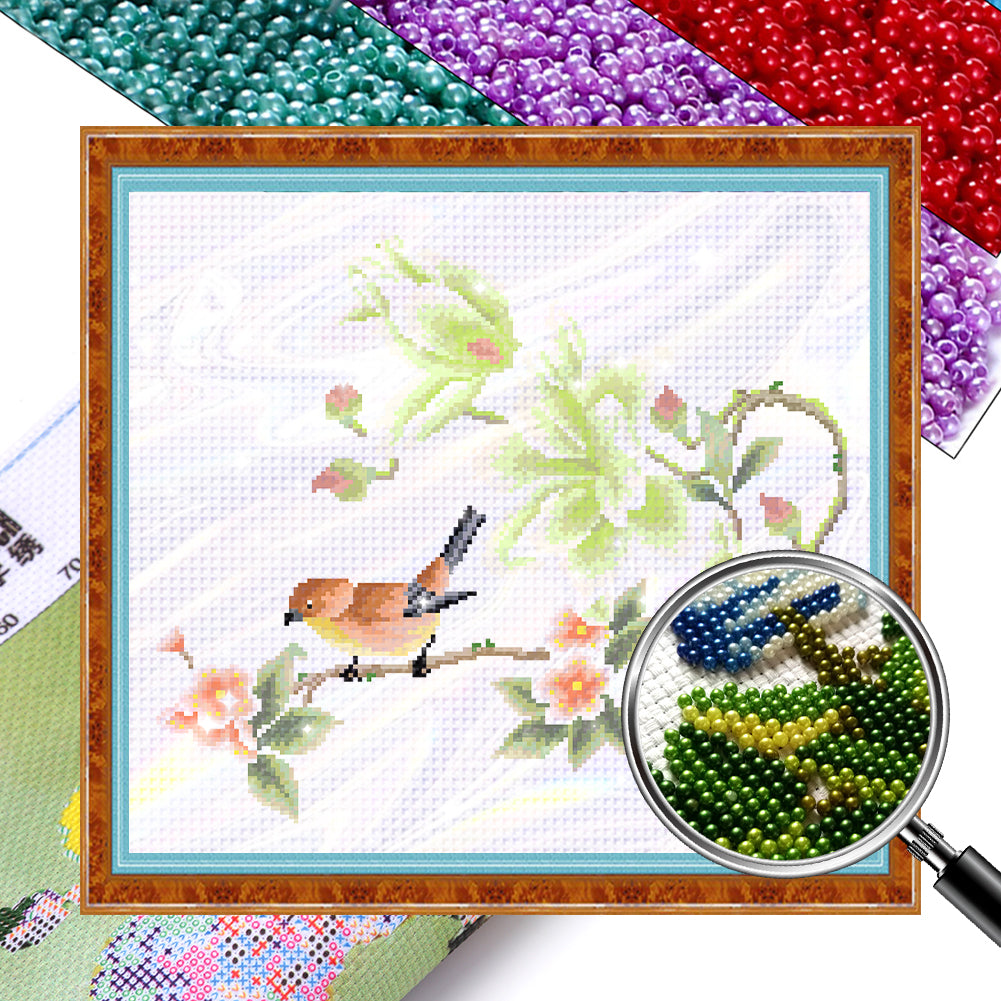 Elegant Four Seasons - Partial  9CT Stamped Cross Stitch - Bead Embroidery 45x43CM/17.72x16.93in
