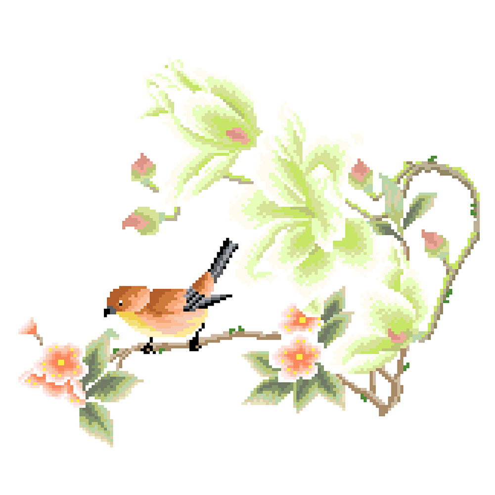 Elegant Four Seasons - Partial  9CT Stamped Cross Stitch - Bead Embroidery 45x43CM/17.72x16.93in