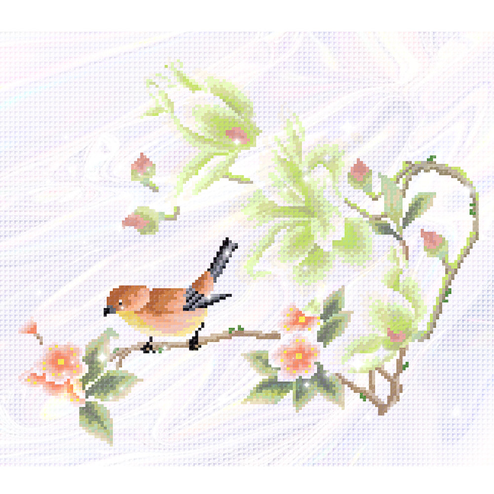 Elegant Four Seasons - Partial  9CT Stamped Cross Stitch - Bead Embroidery 45x43CM/17.72x16.93in