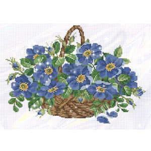 Flower Basket Blue - 45*34CM 9CT Bead embroidery