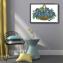 Load image into Gallery viewer, Flower Basket Blue - 45*34CM 9CT Bead embroidery
