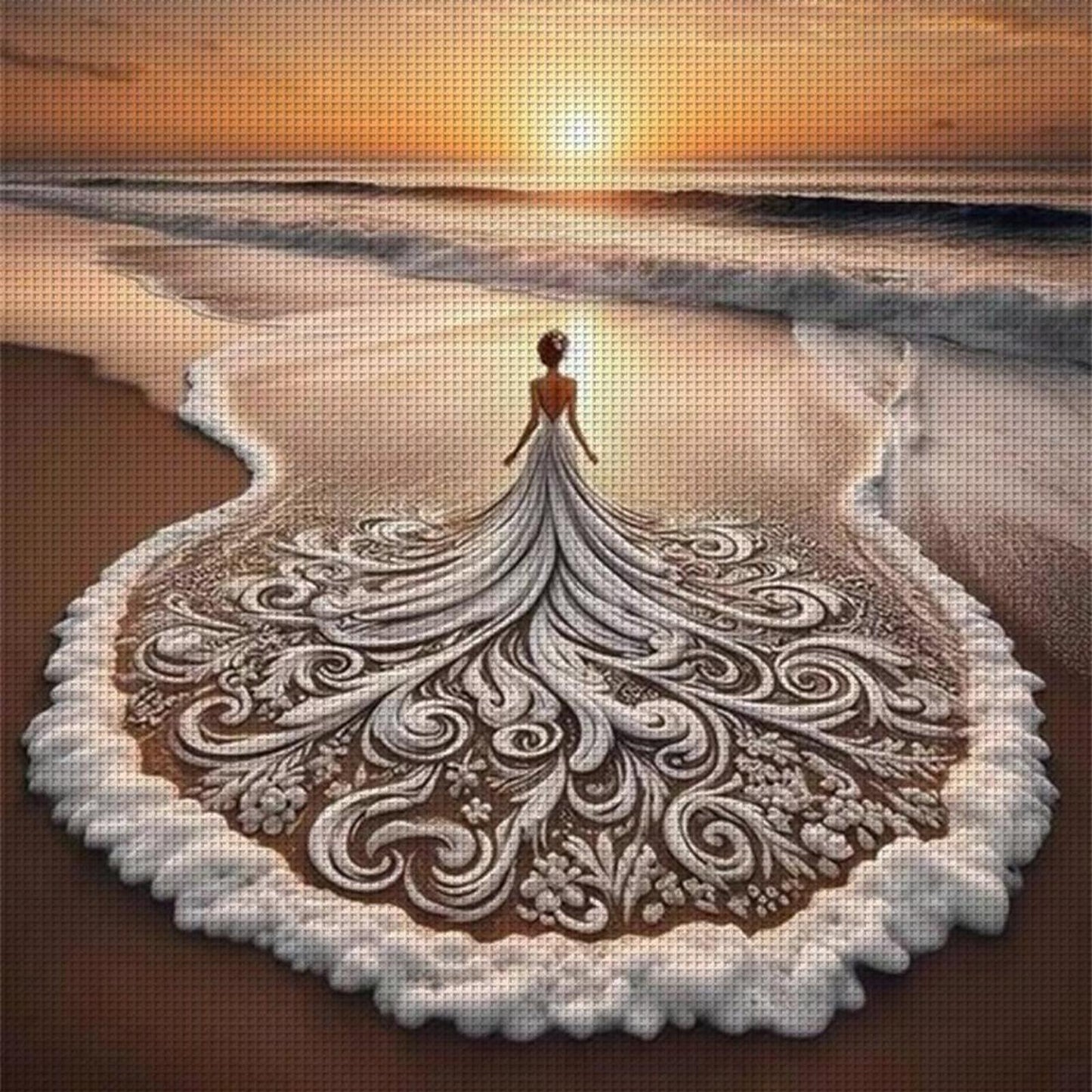 Beach Girl - Full 14CT Counted Cross Stitch 45x45CM - Huacan