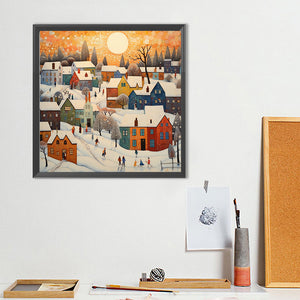 Twilight House Town 40*40CM(Canvas) Full Round Drill Diamond Painting