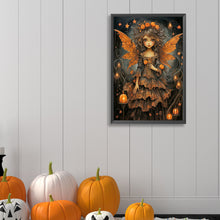 Load image into Gallery viewer, Halloween Pumpkin Girl In Black Clothes, Dead Tree, Butterfly Wings 40*60CM(Canvas) Full Round Drill Diamond Painting
