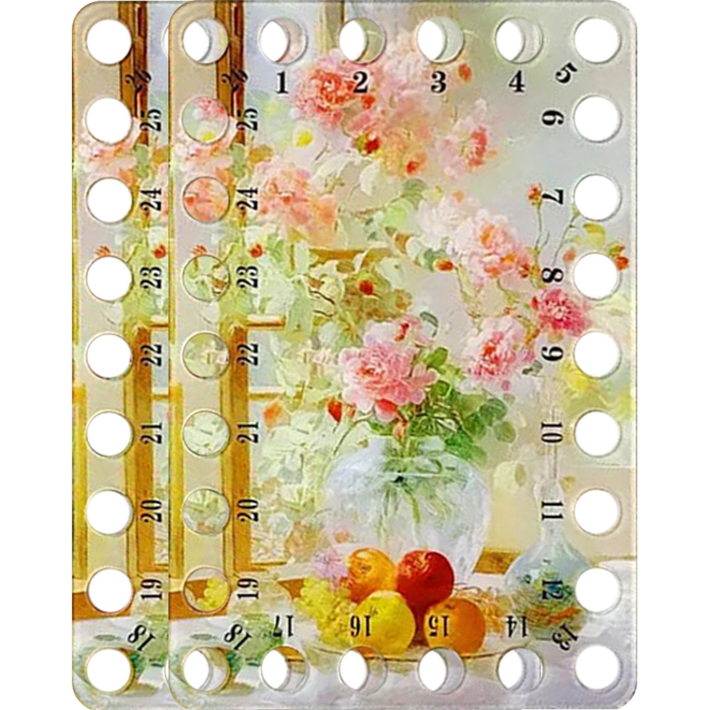 Acrylic Pink Rose Cross Stitch Threading Board 18x12CM Stitching Thread Holder