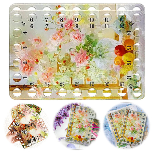 Acrylic Pink Rose Cross Stitch Threading Board 18x12CM Stitching Thread Holder