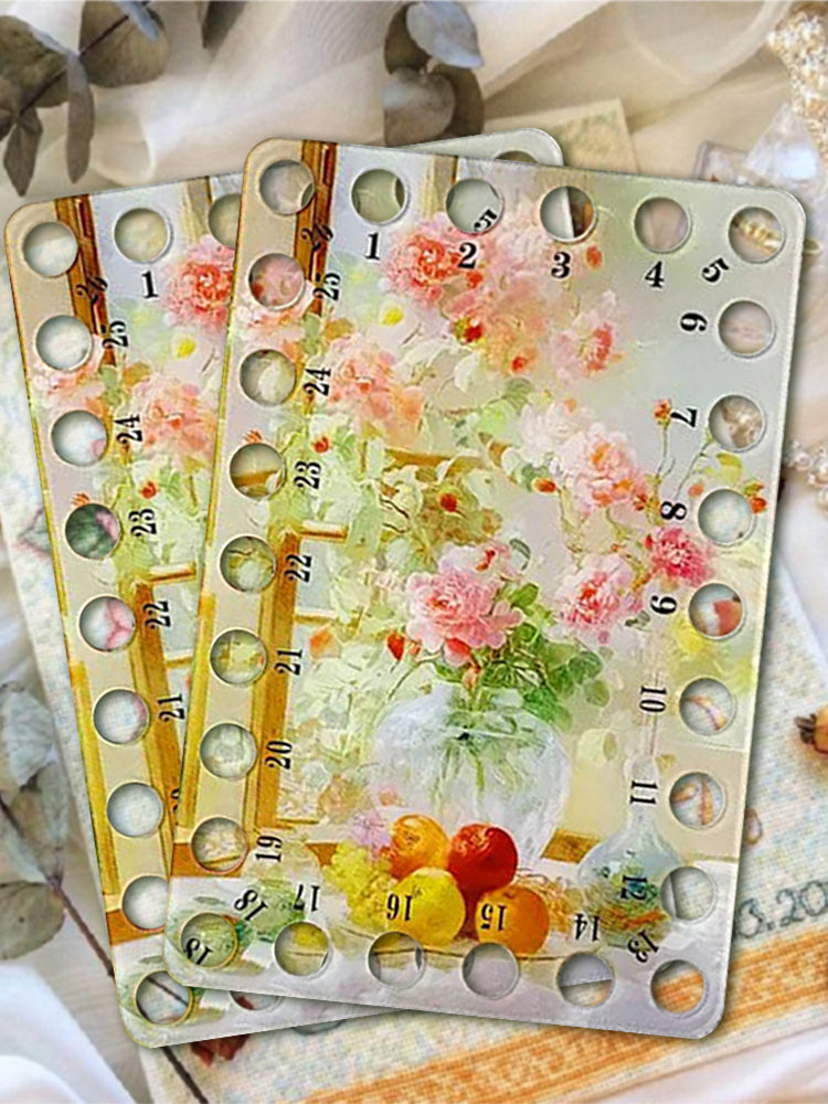 Acrylic Pink Rose Cross Stitch Threading Board 18x12CM Stitching Thread Holder