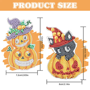 Halloween 2Pcs Special Shape Pumpkin 5D DIY Diamond Painting Bookmark for Reading Day Gift