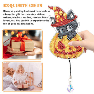 Halloween 2Pcs Special Shape Pumpkin 5D DIY Diamond Painting Bookmark for Reading Day Gift