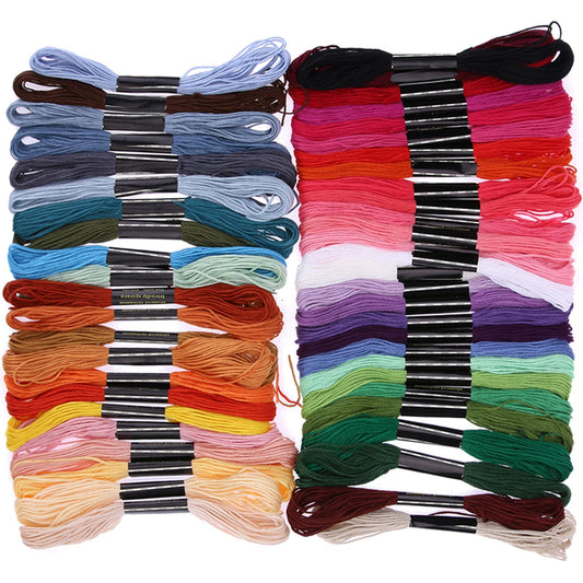 50 Colors Embroidery Thread Hand Cross Stitch Floss | Sewing Skeins Craft Set for Needlework & DIY Projects