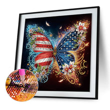 Load image into Gallery viewer, Independence Day Flag Butterfly 30*30CM(Canvas) Partial Special Shaped Drill Diamond Painting
