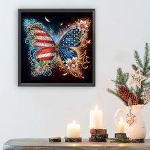 Load image into Gallery viewer, Independence Day Flag Butterfly 30*30CM(Canvas) Partial Special Shaped Drill Diamond Painting
