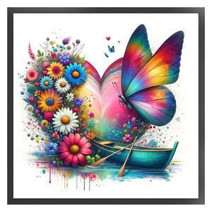 Huancan - Butterfly Love Boat - 40*40CM 11CT 3 Stamped Cross Stitch