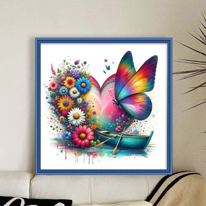Huancan - Butterfly Love Boat - 40*40CM 11CT 3 Stamped Cross Stitch