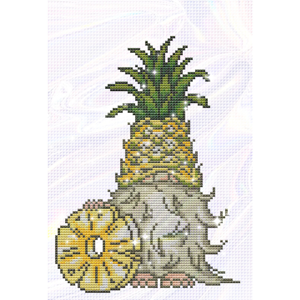 Pineapple Gnome - Partial 11ct Stamped Cross Stitch - Bead Embroidery 25x35CM/9.84x13.78in