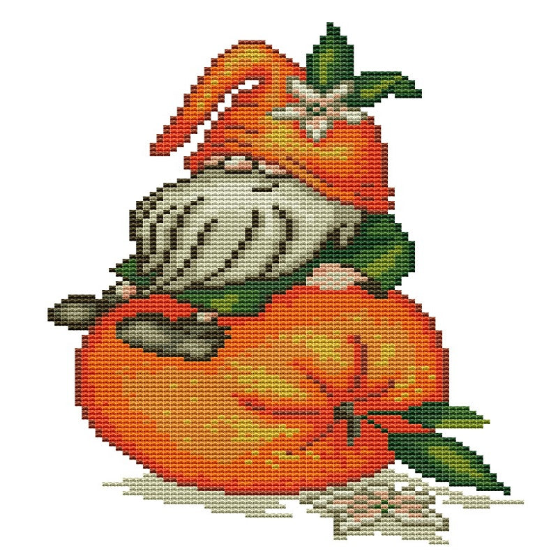 Orange Gnome - Partial 11ct Stamped Cross Stitch - Bead Embroidery 25x35CM/9.84x13.78in