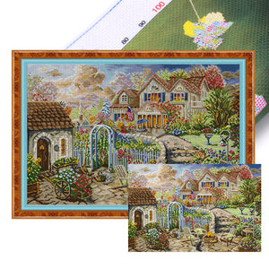 Joy Sunday - Garden Courtyard Courtyard - 62*45CM 14CT 2 Stamped Cross Stitch