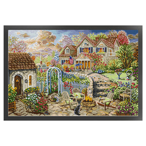 Joy Sunday - Garden Courtyard Courtyard - 62*45CM 14CT 2 Stamped Cross Stitch