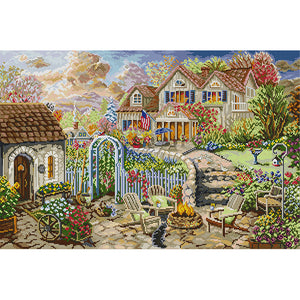 Joy Sunday - Garden Courtyard Courtyard - 62*45CM 14CT 2 Stamped Cross Stitch