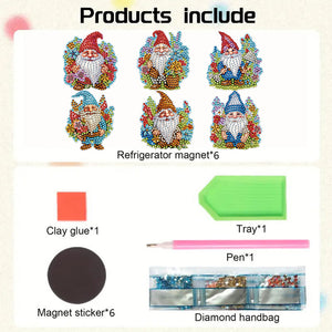 6Pcs Acrylic Special Shape Christmas DIY Diamond Painting Fridge Magnet