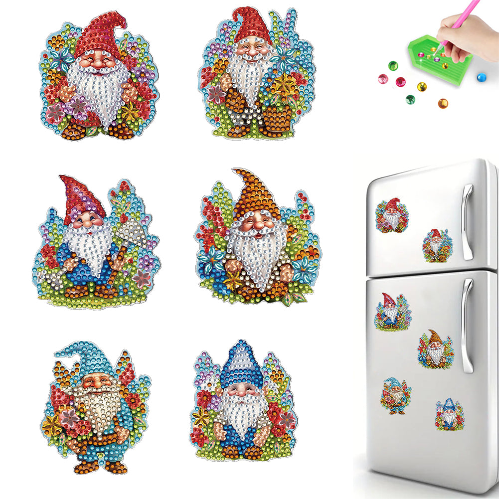6Pcs Acrylic Special Shape Christmas DIY Diamond Painting Fridge Magnet