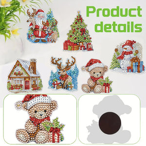 6Pcs Acrylic Special Shape Christmas Tree Diamond Painting Fridge Magnet
