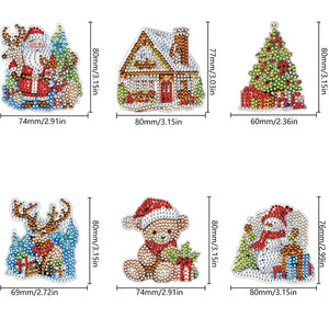 6Pcs Acrylic Special Shape Christmas Tree Diamond Painting Fridge Magnet