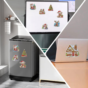 6Pcs Acrylic Special Shape Christmas Tree Diamond Painting Fridge Magnet