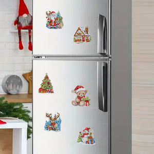 6Pcs Acrylic Special Shape Christmas Tree Diamond Painting Fridge Magnet